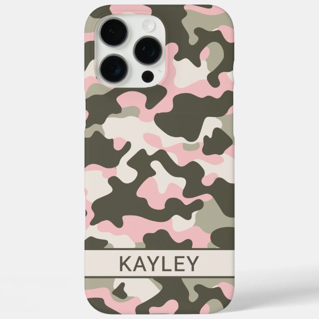 Funda iPhone 16 Pro Max Camuflaje personalizado rosa y verde (Reverso )