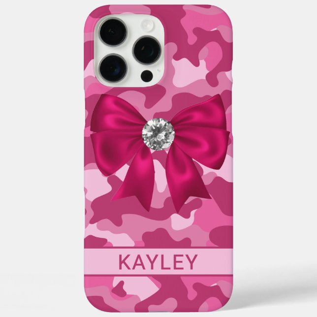 Funda iPhone 16 Pro Max Camuflaje Rosa Brillante Personalizado  (Reverso )