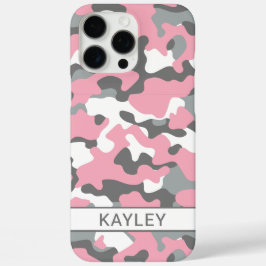 Funda iPhone 16 Pro Max Camuflaje rosa y gris personalizado