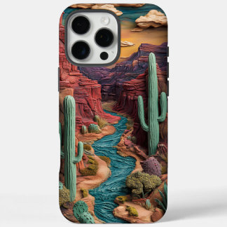 Funda iPhone 16 Pro Max Cañón del desierto majestuoso con arte vibrante de