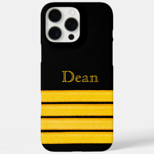 Funda iPhone 16 Pro Max Capturas de rayas doradas con nombre