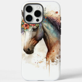 Funda iPhone 16 Pro Max Cara de caballo con flores
