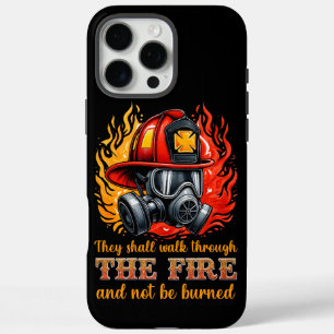 Funda iPhone 16 Pro Max Casco de bomberos en medio de llamas