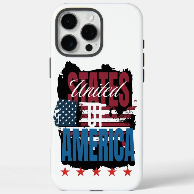 Funda iPhone 16 Pro Max caso de teléfono de bandera estadounidense (Reverso)