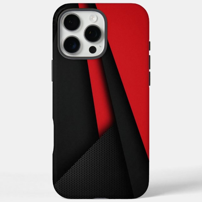 Funda iPhone 16 Pro Max Casos de teléfono rojo y negro (Reverso)
