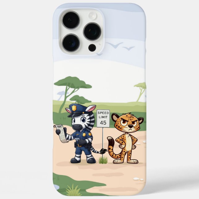 Funda iPhone 16 Pro Max cebra policía linda & guepardo (Reverso )