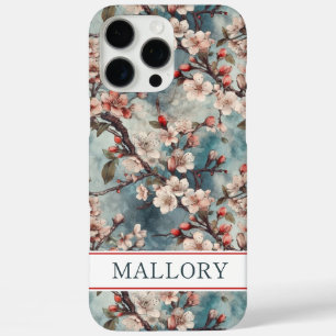 Funda iPhone 16 Pro Max Cerezos Teal Sakura Estampado Monogramado