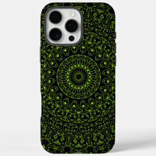 Funda iPhone 16 Pro Max Chartreuse sobre la medalla de Mandala Kaleidoscop