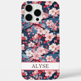 Funda iPhone 16 Pro Max Cherry Blossoms Japanese Sakura Monogrammed