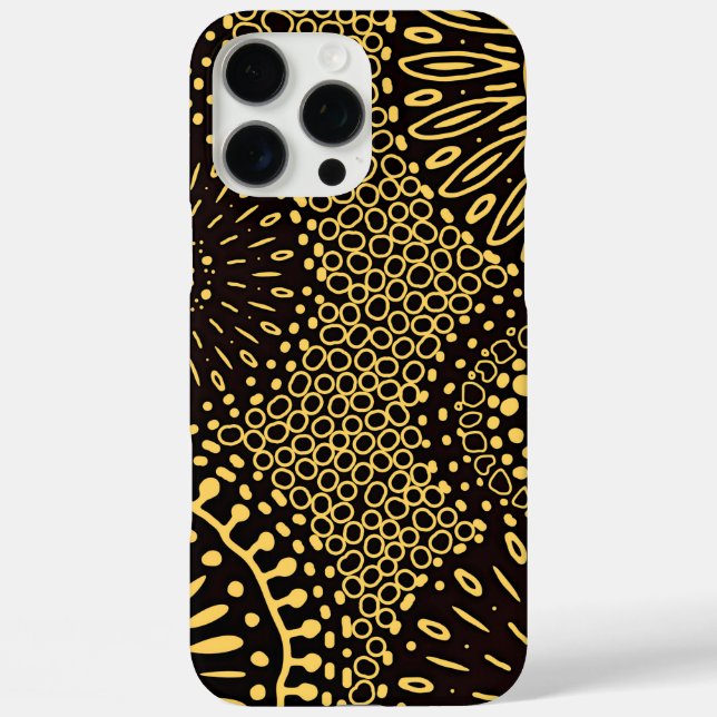 Funda iPhone 16 Pro Max Chic Oro Negro Floral Étnico  (Reverso )