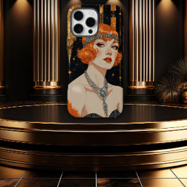 Funda iPhone 16 Pro Max Chica Flapper Art Déco elegante