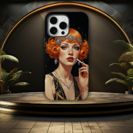 Funda iPhone 16 Pro Max Chica Flapper Art Déco Elegante