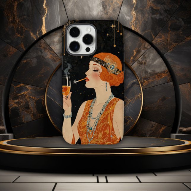 Funda iPhone 16 Pro Max Chica Flapper Art Déco Elegante (Subido por el creador)