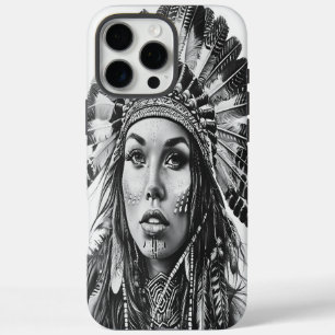 Funda iPhone 16 Pro Max Chica guerrero indio de Feathered
