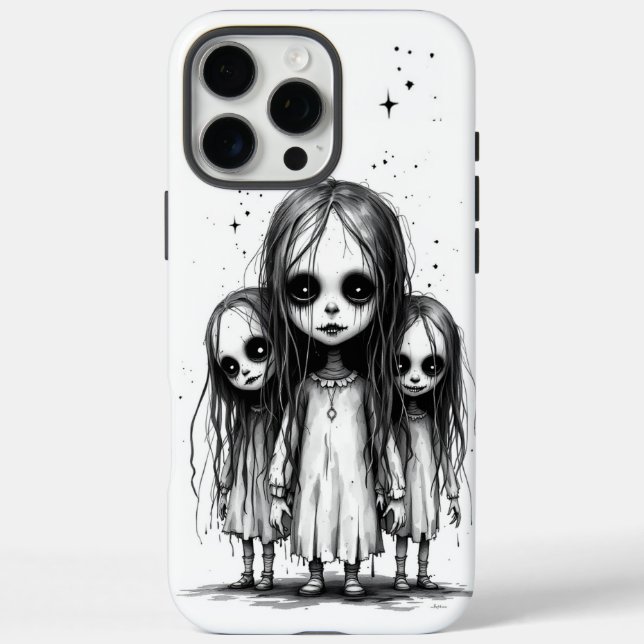 Funda iPhone 16 Pro Max Chicas asustados (Reverso)