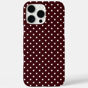 Funda iPhone 16 Pro Max Chocolate Marrón y Blanco Patrón de Lunares