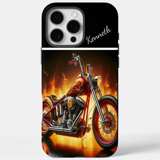Funda iPhone 16 Pro Max Chopper pintado con llama (Reverso)