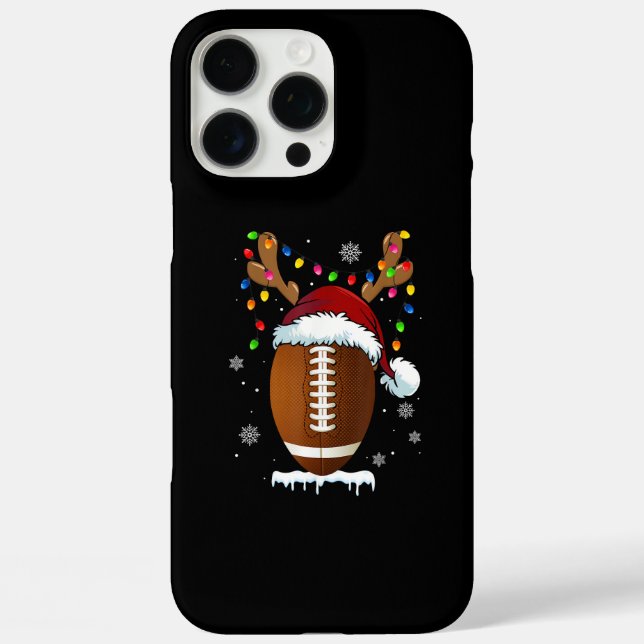 Funda iPhone 16 Pro Max Christmas Football Ball Santa Lights Funny Boys Me (Reverso )