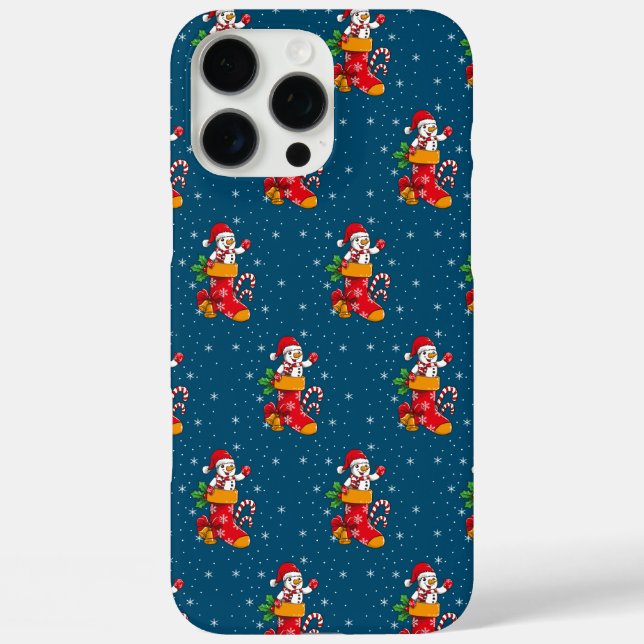 Funda iPhone 16 Pro Max Christmas Snowman Whimsical Pattern (Reverso )
