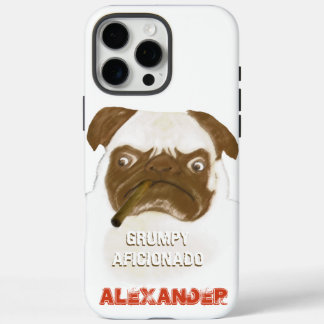 Funda iPhone 16 Pro Max Cigar de puggy negro personalizado AFICIONADO