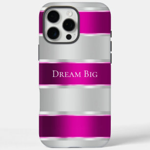 Funda iPhone 16 Pro Max Cinta rosa de la Moda Glam SIlver