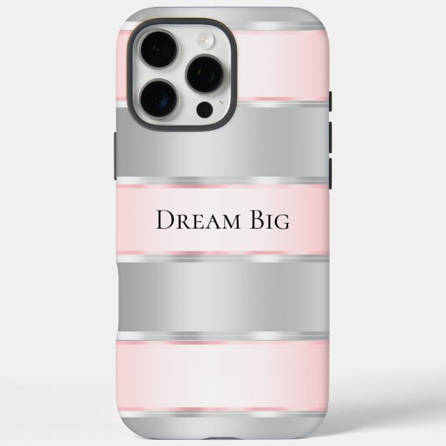 Funda iPhone 16 Pro Max Cinta rosa Rubor Glam Silver (Reverso)