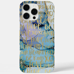 Funda iPhone 16 Pro Max Citas Inspiradoras de oro para mujeres azules