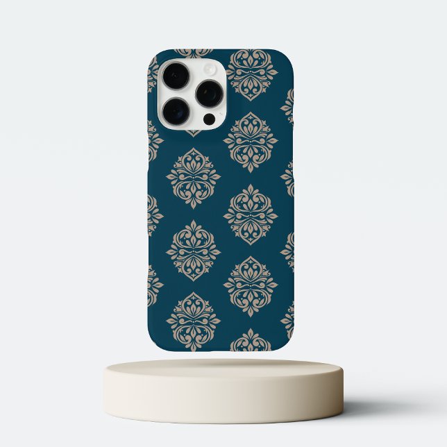 Funda iPhone 16 Pro Max Clásico Damask Regency Midnight Green & Beige (Subido por el creador)