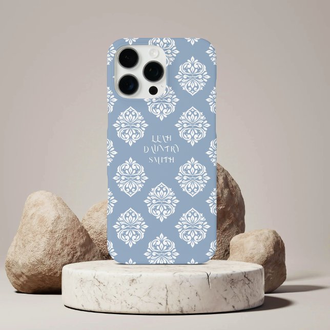 Funda iPhone 16 Pro Max Clásico Damask Regency Pale Blue (Subido por el creador)