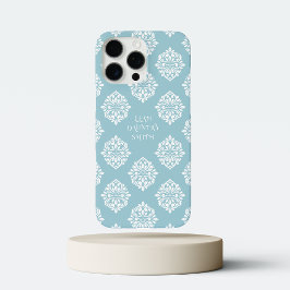 Funda iPhone 16 Pro Max Clásico Damask Regency Pale Cerulean