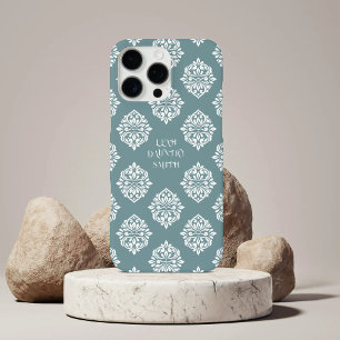 Funda iPhone 16 Pro Max Clásico Damask Regency Pewter Blue