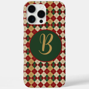 Funda iPhone 16 Pro Max Clásico, Navidades/estilo de argyle invernal
