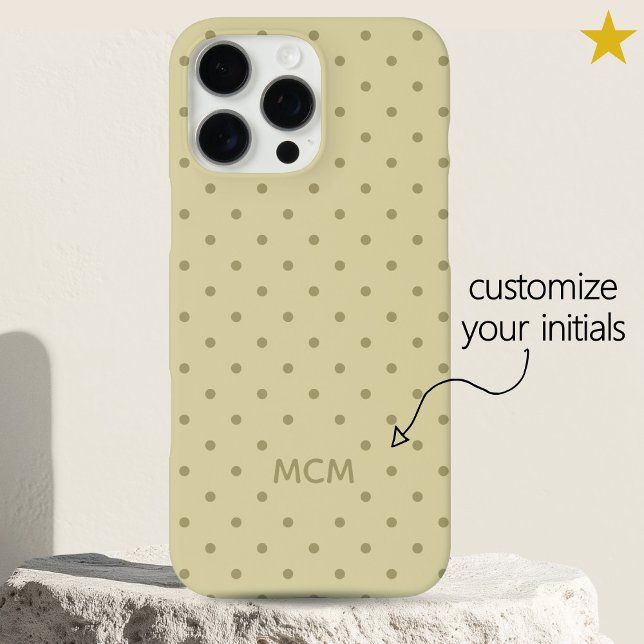 Funda iPhone 16 Pro Max Classic Creamy Beige Custom Monogram Polka Dot  (Subido por el creador)