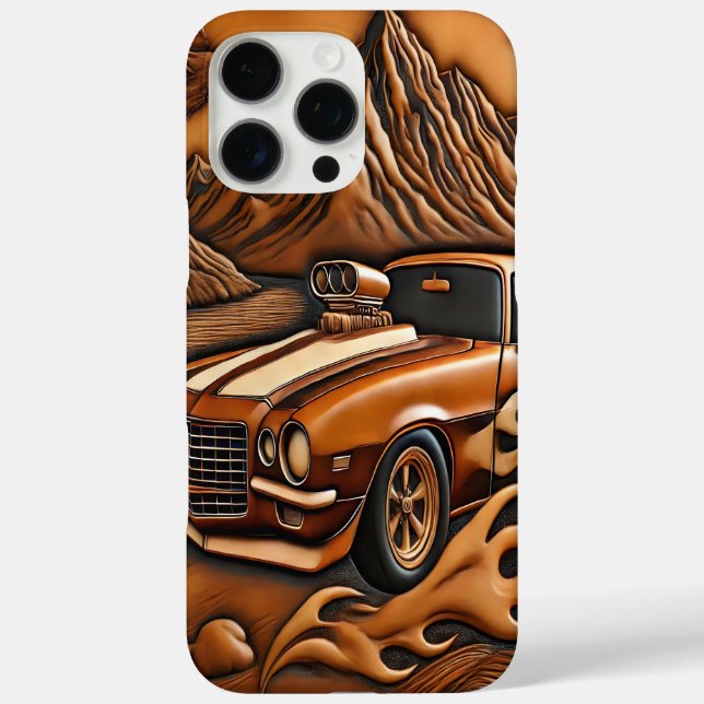 Funda iPhone 16 Pro Max Coche de los años 80 en rutas oníricas (Reverso )