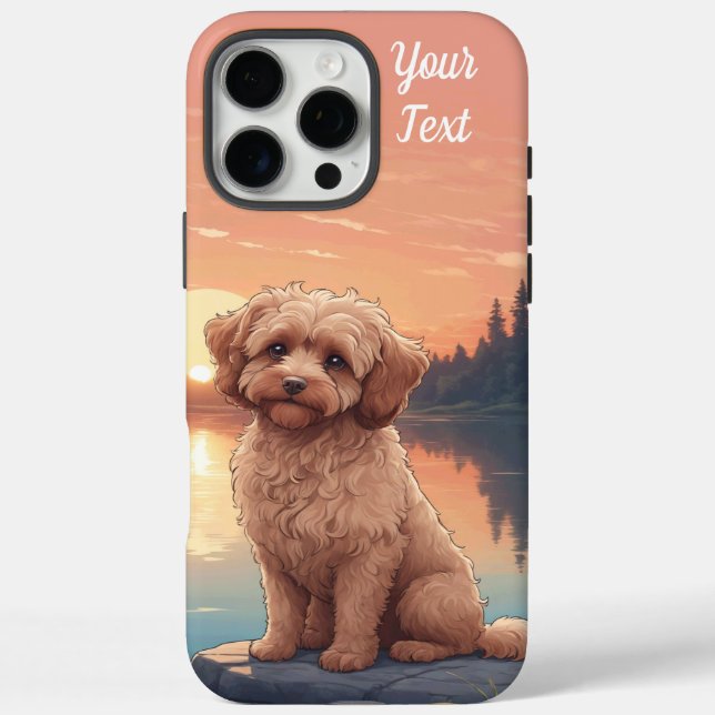 Funda iPhone 16 Pro Max Cockapoo en el lago (Reverso)