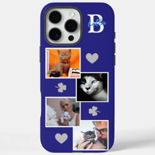 Funda iPhone 16 Pro Max Colaje de fotos de gato personalizado monograma az