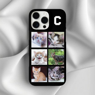 Funda iPhone 16 Pro Max Colaje de fotos de mascotas de 6 cuadrados con mon
