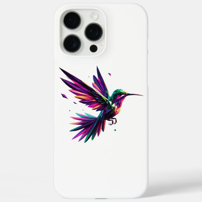 Funda iPhone 16 Pro Max Colibrí Arcoíris Geométrico – Arte Moderno Vibrant (Reverso )