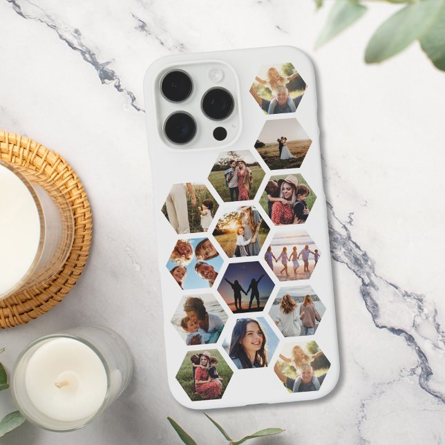 Funda iPhone 16 Pro Max Collage de fotos de familia geométrica (Subido por el creador)