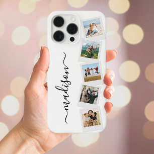 Funda iPhone 16 Pro Max Collage de fotos Monograma moderno 5
