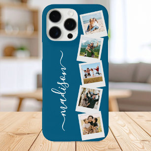 Funda iPhone 16 Pro Max Collage de fotos Monograma moderno 5