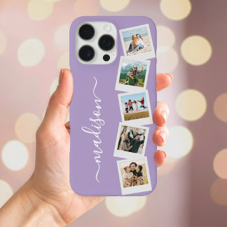 Funda iPhone 16 Pro Max Collage de fotos Monograma moderno 5