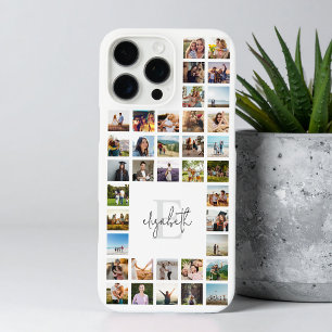 Funda iPhone 16 Pro Max Collage de fotos Monograma Personalizado 37