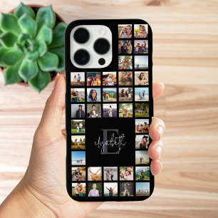 Funda iPhone 16 Pro Max Collage de fotos Monograma Personalizado 37