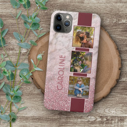 Funda iPhone 16 Pro Max Collage de Fotos Personalizadas sobre Patrón de Má