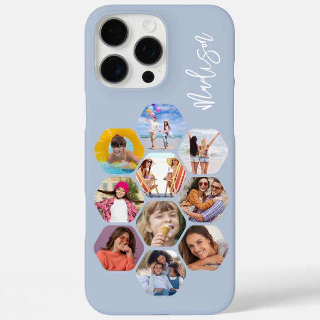 Funda iPhone 16 Pro Max Collage de varias fotos simple moderno personaliza (Reverso )