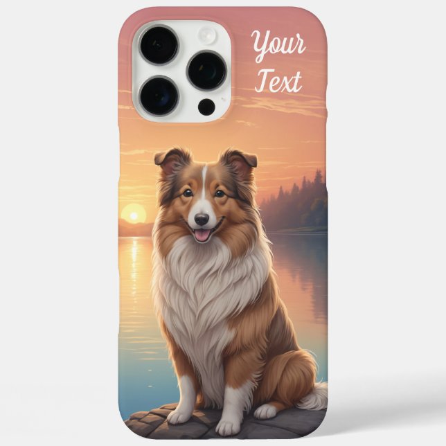 Funda iPhone 16 Pro Max Collie junto al lago (Reverso )
