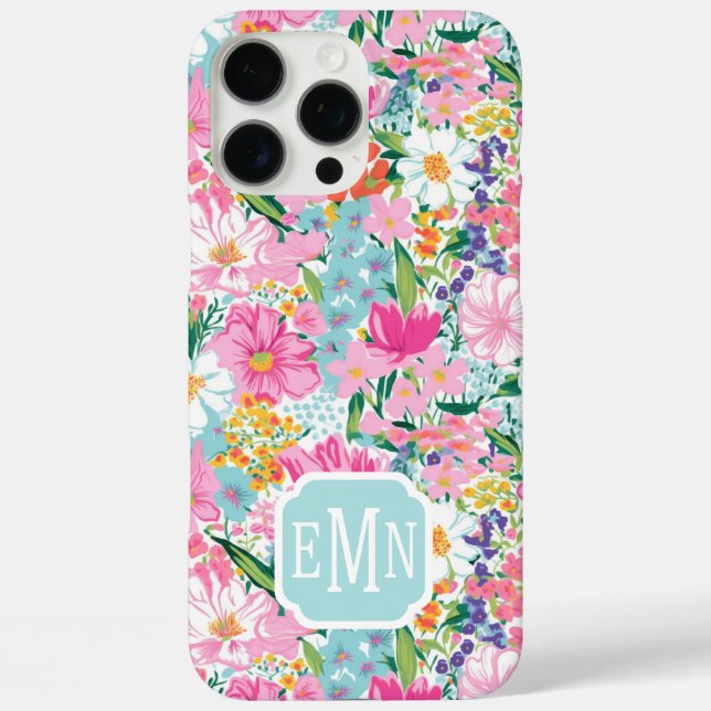 Funda iPhone 16 Pro Max Colorful Garden Monogrammed (Reverso )