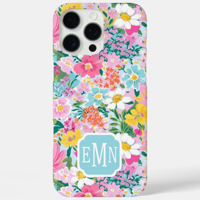 Funda iPhone 16 Pro Max Colorful Modern Garden Monogrammed (Reverso )