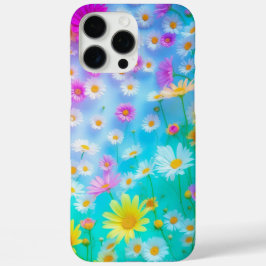Funda iPhone 16 Pro Max Colorido arte de campo de flores de margarita